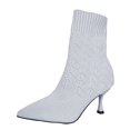 thumbnail image 1 of SACFOF Women's Fashion Ankle Boots Sexy Pointed Toe Kitten Heels Boots Elastic Knitted Fabric Short Long Sock Heels Comfy Mid Calf Booties, 1 of 6
