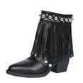 thumbnail image 1 of SACFOF Women's Fringe Cowboy Boots with Studded Chunky Heels Mid Calf Western Cowgirl Boots Perfect for Country Music Festivals, 1 of 7