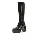 thumbnail image 1 of SACFOF Women's Gogo Boots Knee High Platform Chunky Heel Square Toe Patent Leather 70s Disco Costume Boots for Party Halloween Cosplay, 1 of 6