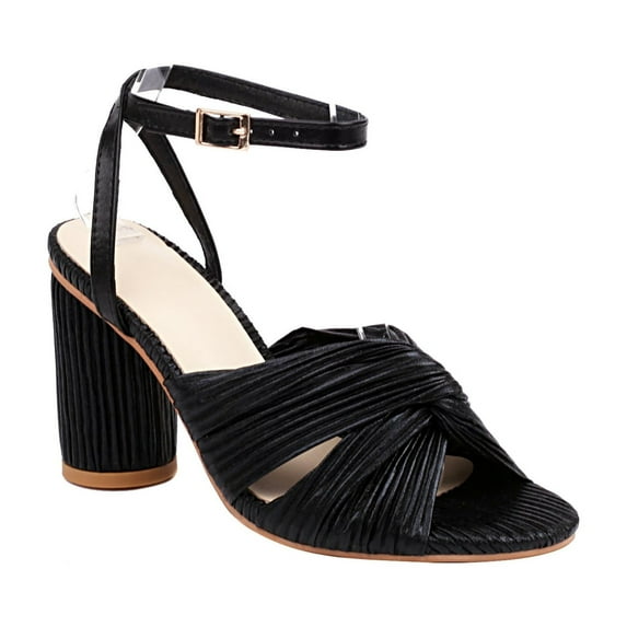 SACFOF Women's Heeled Sandals Open Toe High Block Ankle Buckle Strap Chunky Heels Bride Wedding Shoes Party Heeled Sandals