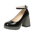 thumbnail image 1 of SACFOF Women’s High Chunky Platform Closed Toe Block Heels Square Toe Ankle Strap Dress Wedding Party Pumps Shoes, 1 of 6