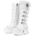 thumbnail image 1 of SACFOF Women's Knee High Wedge Platform Boots Round Toe Punk Goth Knee High Motorcycle Combat Boot Metal Buckle Chunky Heel Boots, 1 of 6