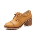 thumbnail image 1 of SACFOF Women's Lace Up Pump Oxfords Brogues Wingtip Round Toe Chunky Platform Block Heel Vintage Dress Shoes, 1 of 6