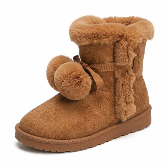 SACFOF Women's Mid-calf Winter Snow Boots Lightweight Warm Faux Fur Lining Pull on Comfortable Outdoor Booties Shoes for Women