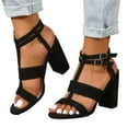 thumbnail image 1 of SACFOF Women's Open Toe Ankle Strap High Chunky Heel Sandals Summer Dress Pump Wedding Sandals, 1 of 6
