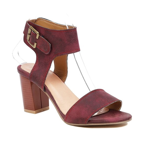 SACFOF Women's Peep Toe Block High Heel Sandals Suede Cutout Slingback Chunky Heeled Dress Pumps Sandal