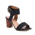 thumbnail image 1 of SACFOF Women's Peep Toe Block High Heel Sandals Suede Cutout Slingback Chunky Heeled Dress Pumps Sandal, 1 of 6