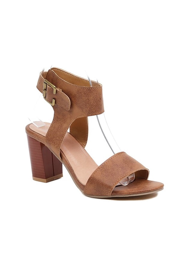 Women's Peep Toe Block High Heel Sandals Suede Cutout Slingback Chunky Heeled Dress Pumps Sandal