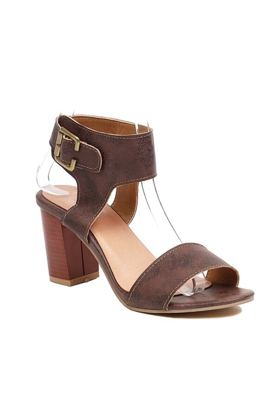 Women's Peep Toe Block High Heel Sandals Suede Cutout Slingback Chunky Heeled Dress Pumps Sandal