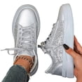 thumbnail image 1 of SACFOF Women's Platform Glitter Fashion Sneakers Dressy Sparkly Tennis Shoes Lace up Bling Wedding Bridal Shoes Shiny Sequin Shoes, 1 of 6