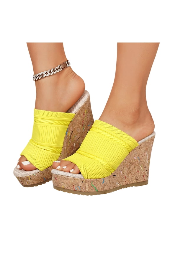 Women's Platform Heels Open Toe Slip on Heels for Women High Chunky Block Heel Sandals