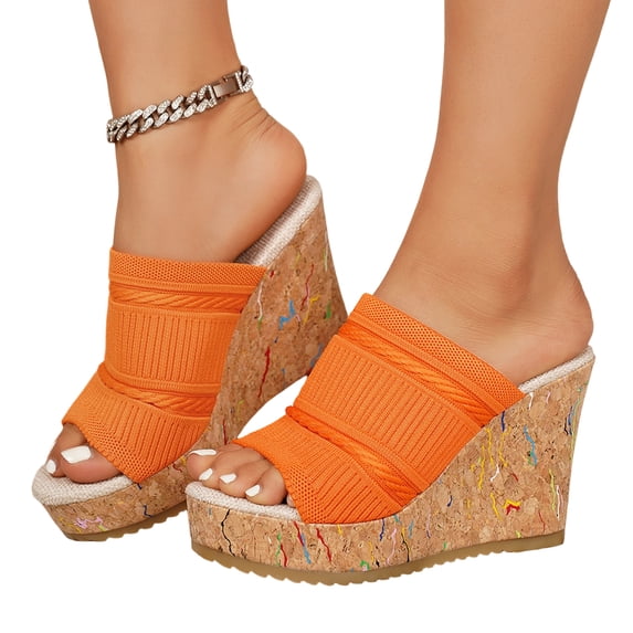 SACFOF Women's Platform Heels Open Toe Slip on Heels for Women High Chunky Block Heel Sandals