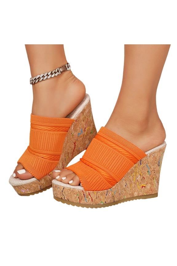 Women's Platform Heels Open Toe Slip on Heels for Women High Chunky Block Heel Sandals