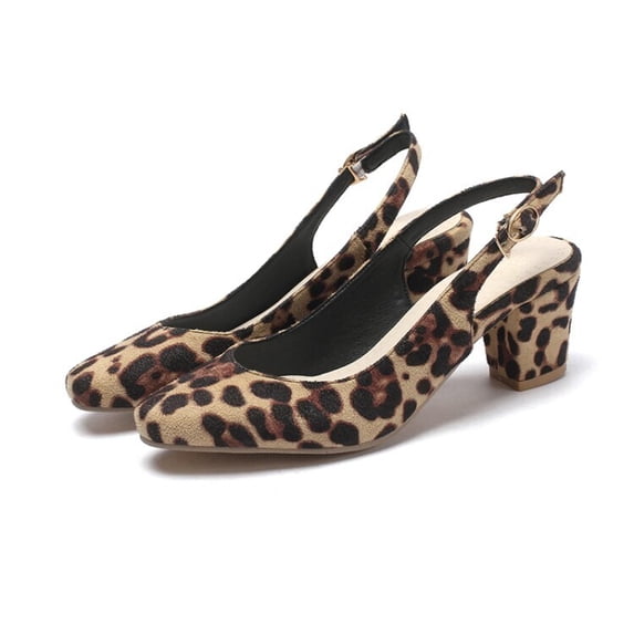 SACFOF Women's Pointed Toe Block Heel Pumps Slingback Chunky Slip On Low Mid Heel Closed Toe