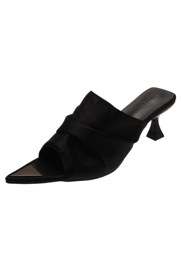Women's Pointed Toe Kitten Heel Mules - Elegant Slip-On Heeled Sandals, Low Heel Dress Shoes for Office, Wedding & Evening Wear