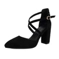 thumbnail image 1 of SACFOF Women's Pumps Chunky Closed Pointed Toe Block Heels for Women Dress Shoes Elastic Crisscross Strappy 3.15 Inch Comfortable for Wedding Bridal, 1 of 6