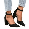 thumbnail image 1 of SACFOF Women's Pumps Shoes Summer Pointed Toe Chunky Heeled Ankle Strap Closed Toe Wedding Party Dress Sandals, 1 of 6