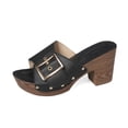 thumbnail image 1 of SACFOF Women's Slide Heeled Sandals Opened Square Toe Chunky Block Heel Slippers with Buckle Slip on Long Womens Slippers, 1 of 6
