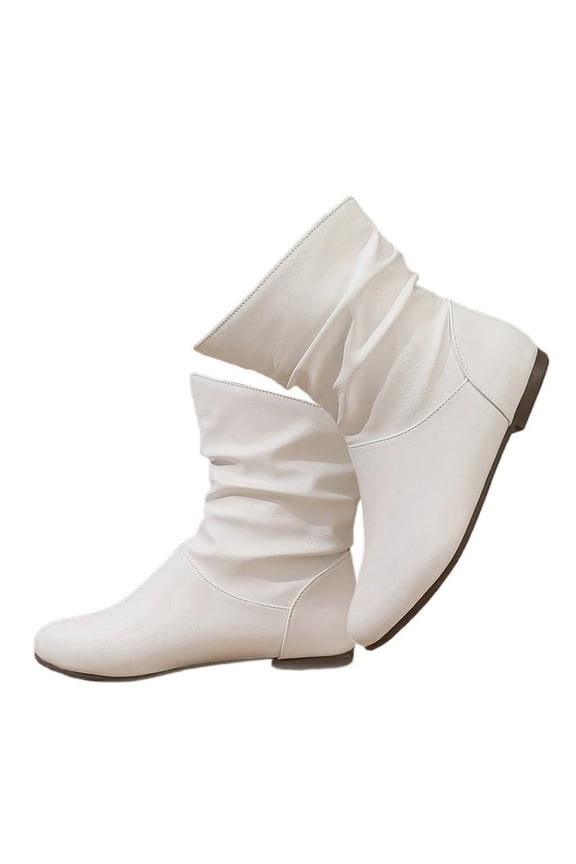 Women's Slouchy Leather Ankle Boots,Low Heel Slouchy Booties with Comfortable Fit,Ladies Soft Genuine Leather for Casual Wear