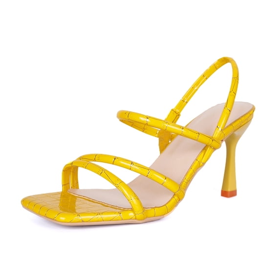 SACFOF Women's Strappy Kitten Heels Square Open Toe Sandals Party Wedding Ankle Strap Shoes