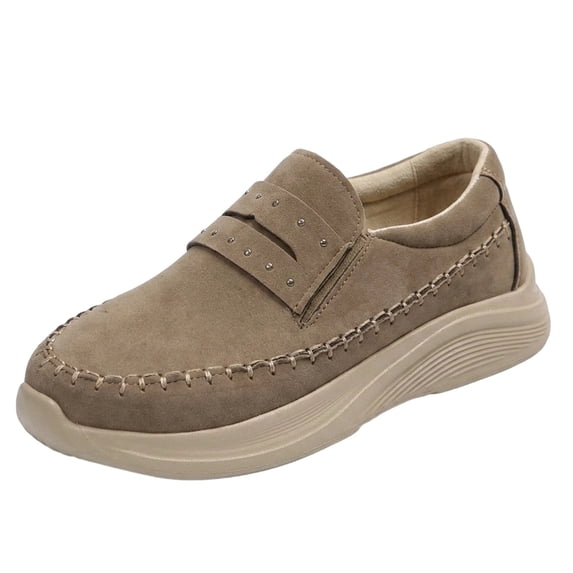 SACFOF Women's Suede Platform Loafers - Slip-On Wedge Moccasin with Comfortable Non-Slip Rocker Sole for Business, Casual, Daily Wear
