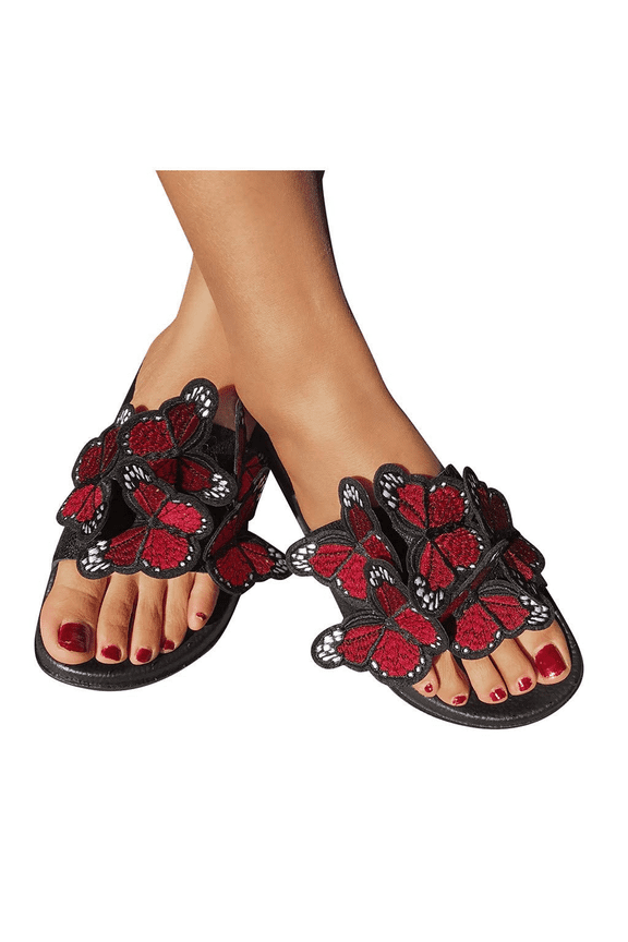 Women's Summer Flat Slide Sandals Casual Butterfly Sandals Summer Comfy Anti-Slip Open Toe Beach Slippers