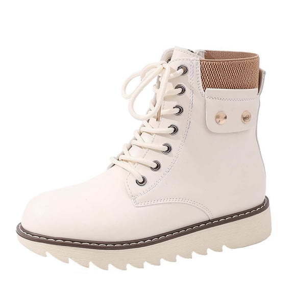 SACFOF Women's Waterproof Fur Lined Winter Boots Platform Black Combat Non Slip Boots with Side Zipper Snow Ankle Boots for Outdoor Hiking Work