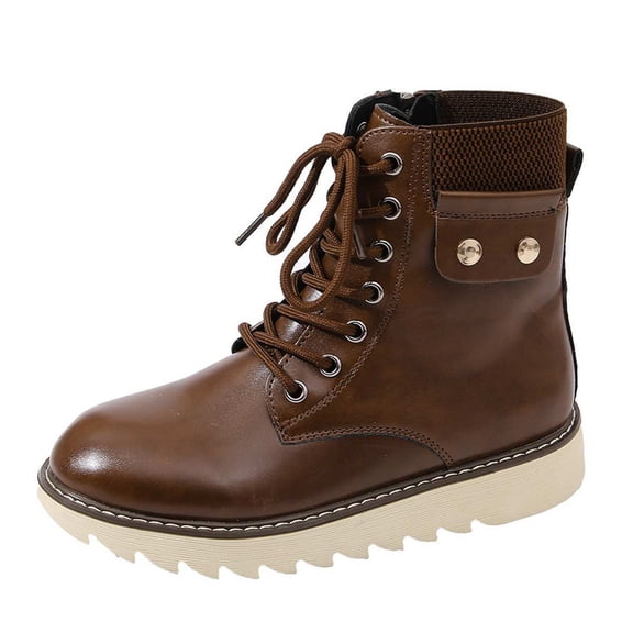 SACFOF Women's Waterproof Fur Lined Winter Boots Platform Black Combat Non Slip Boots with Side Zipper Snow Ankle Boots for Outdoor Hiking Work