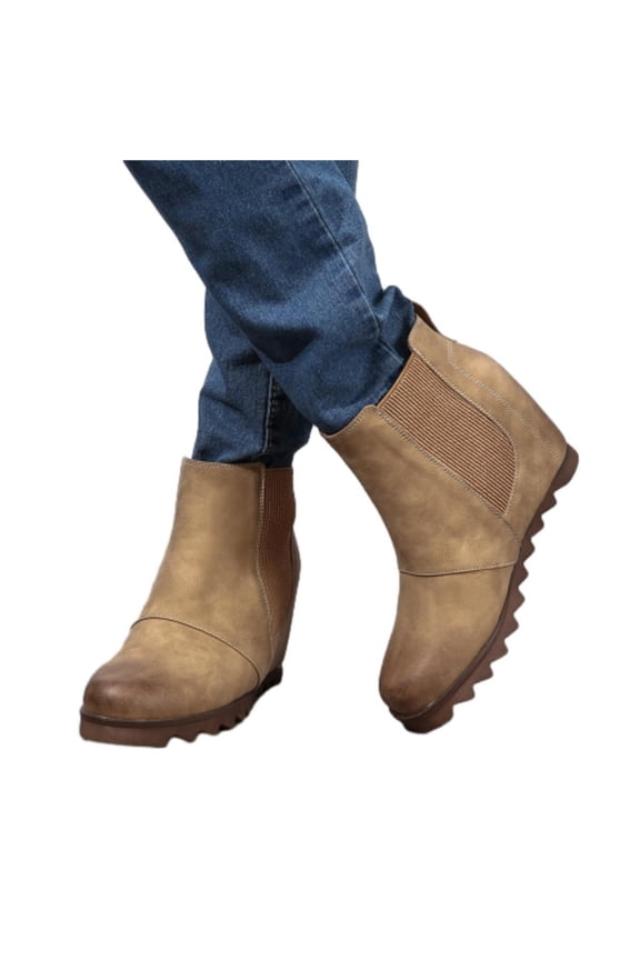 Women's Wedge Boots Comfortable Ankle Wedge Booties Fashion Hidden Platform Western Booties Dress Shoes