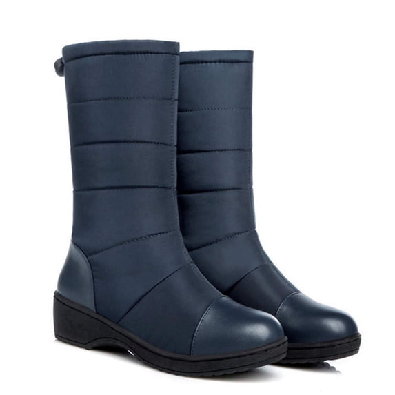 SACFOF Women's Winter Mid Calf Snow Boots Waterproof Rain Fur Lined Elastic Platform Cold Weather Snow Boot