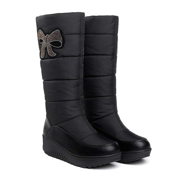 SACFOF Women's Winter Mid Wide Calf Snow Boots Waterproof Rain Warm Fur Lined Fashion Cold Weather Snow Boot