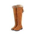 thumbnail image 1 of SACFOF Women's Winter Over The Knee Boots Fur Lined Thigh High Low Heel Faux Suede Combat Boots Riding Winter Snow Boots, 1 of 6