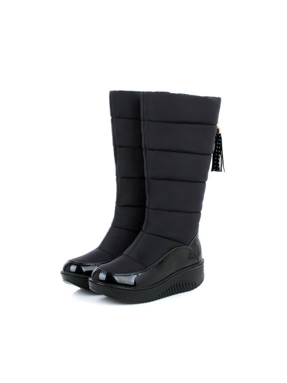 Women's Winter Warm Lined Snow Boots Fashionable Thick Sole Waterproof Non-Slip Calf Boots Suitable For Matching Windbreaker, Snowy Days, Parties
