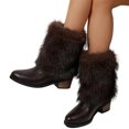 thumbnail image 1 of SACFOF Womens 1.97-inch Chunky Mid Calf Fur Heel Boots Furry Fuzzy Fluffy Pointed Toe Boots for Women Short Wide Calf Fall Winter Snow Fold Over Boot, 1 of 6