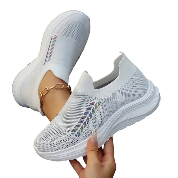 SACFOF Womens Athletic Slip On Walking Sneakers Gym Running Tennis Sport Shoes Breathable Lightweight Mesh Comfortable Soft for Outdoor Jogging Exercise