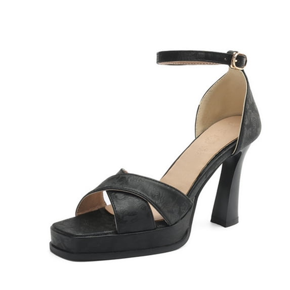 SACFOF Womens Block High Heel Platform Sandals, Open Toe Ankle Strap Comfort Sandals, Womens Dressy Sandals