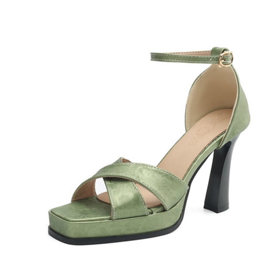 SACFOF Womens Block High Heel Platform Sandals, Open Toe Ankle Strap Comfort Sandals, Womens Dressy Sandals