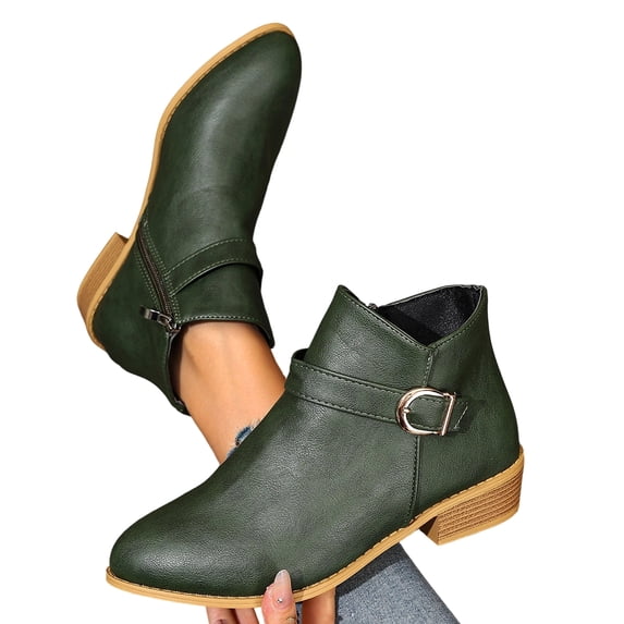 SACFOF Womens Chelsea Boots Ankle Boots Side Zippers Low Heel Dress Short Boots for Ladies