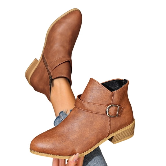 SACFOF Womens Chelsea Boots Ankle Boots Side Zippers Low Heel Dress Short Boots for Ladies