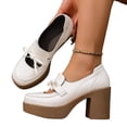 thumbnail image 1 of SACFOF Womens Chunky Platform High Heeled Loafers Round Toe Block Heel Pumps Slip On Dress Office Shoes, 1 of 6