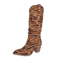 thumbnail image 1 of SACFOF Womens Classic Tall Knee High Block Heel Fashion Boots Animal Print Pointed Toe Chunky Heel Shoes, 1 of 7