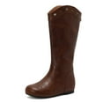 thumbnail image 1 of SACFOF Womens Cowboy Cowgirl Boots Wide Mid Calf Square Toe Riding Boots Block Chunky Heel Low Heel Distressed Studded Boots, 1 of 6