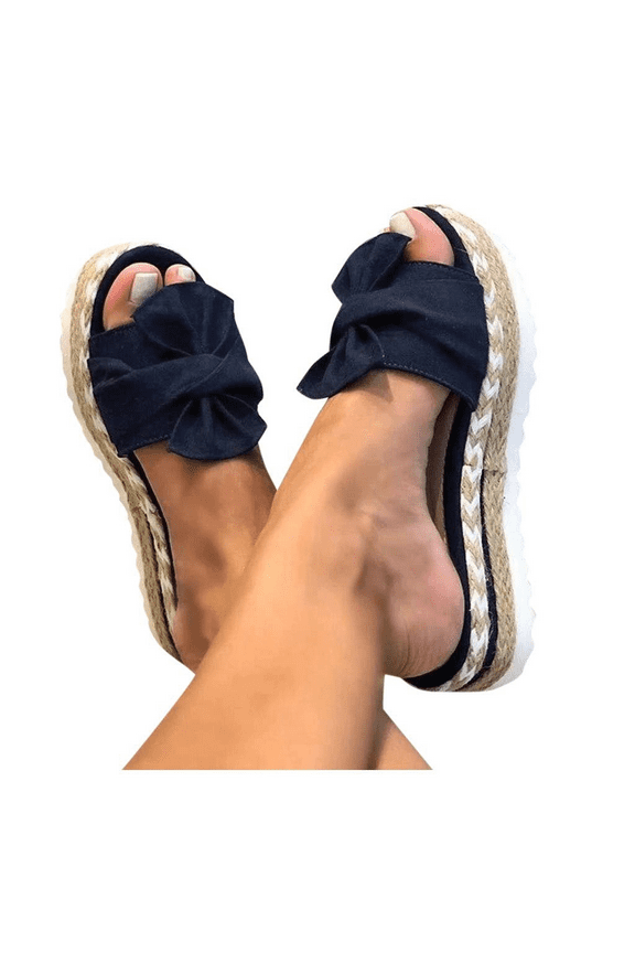 Womens Espadrilles Slip on Wedge Sandals Casual Slides Bow Tie Platform Open Toe Summer Dressy Mules Shoes