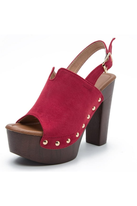 Womens Heeled Sandals Peep Toe Chunky High Heels Ankle Strap Buckle Platform Slingback Wedge Dressy Sandals