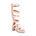 thumbnail image 1 of SACFOF Womens Knee High Gladiator Dressy Sandals Bow Open Toe Summer Roman Outdoor Boots Back Zipper Low Heel Sandals, 1 of 6