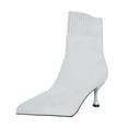 thumbnail image 1 of SACFOF Womens Knit Ankle Boots Pointed Toe Kitten Heels Booties Winter Stiletto Mid Heel Sock Boots Shoes, 1 of 6