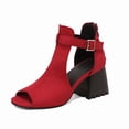 thumbnail image 1 of SACFOF Womens Peep Toe Ankle Booties Chunky Heels Cutout Back Zipper Sandals Suede Side Ankle Strap Dress Sandals, 1 of 6