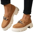 thumbnail image 1 of SACFOF Womens Slip On Penny Loafers Platform Chunky Loafer Lug Sole Suede Work Business Casual Dress Uniform Oxfords with Metal Chain, 1 of 6