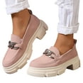 thumbnail image 1 of SACFOF Womens Slip On Penny Loafers Platform Chunky Loafer Lug Sole Suede Work Business Casual Dress Uniform Oxfords with Metal Chain, 1 of 6
