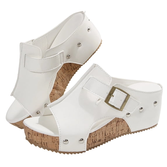 SACFOF Womens Wedge Sandals With Strap for Dressy Ladies Sandals Casual 2.56 Inch Wedge